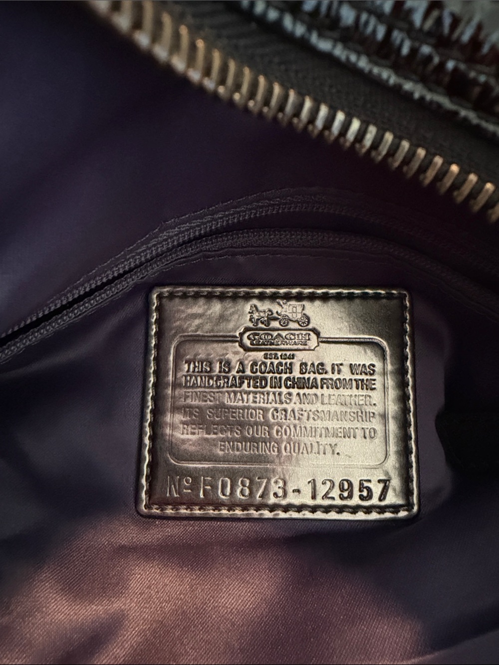 Coach Madison Sabrina Satchel Purse 12957 Crinkle Patent Leather - Picture 5 of 5